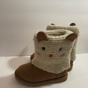 Girls booties tan white bunny ears sz 7 preowned